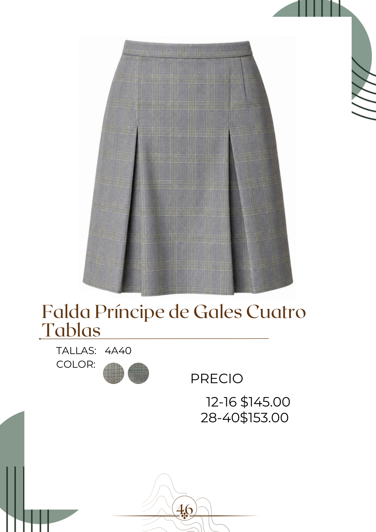 Falda Príncipe de Gales Cuatro Tablas Alt