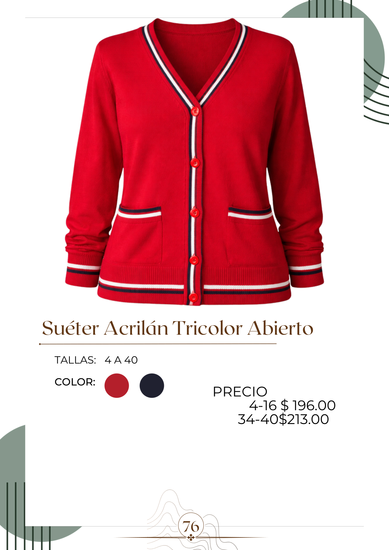 Suéter Acrilán Tricolor Abierto Alt