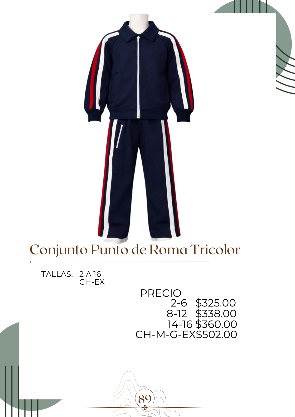 Conjunto Punto de Roma Tricolor Alt